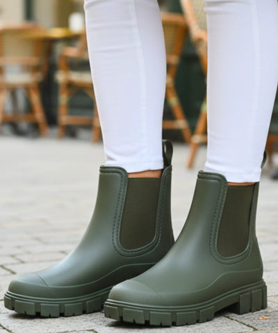 Comprar bota chelsea feminina impermeável PVC solado tratorado antiderrapante forro respirável em promoção ANELLIMN