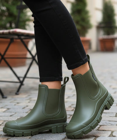Comprar bota chelsea feminina impermeável PVC solado tratorado antiderrapante forro respirável em promoção ANELLIMN