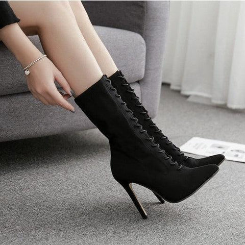 Anellimn comprar melhor bota feminina cano médio salto fino barato preço bota de inverno feminina