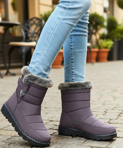 Comprar bota feminina térmica forrada impermeável com pelúcia interna e solado antiderrapante para inverno, chuva e conforto no frio ANELLIMN