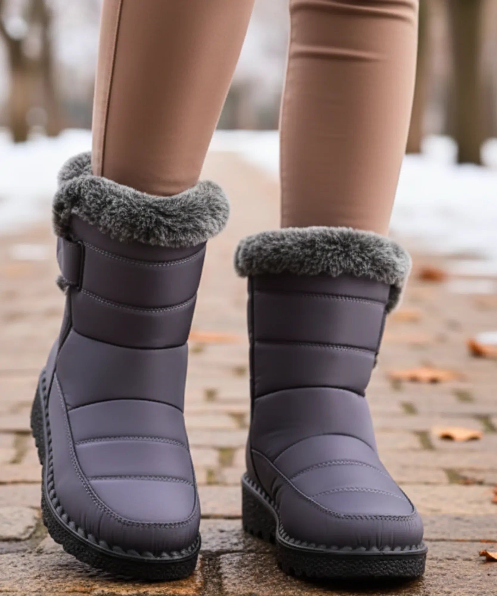 Comprar bota feminina térmica forrada impermeável com pelúcia interna e solado antiderrapante para inverno, chuva e conforto no frio ANELLIMN