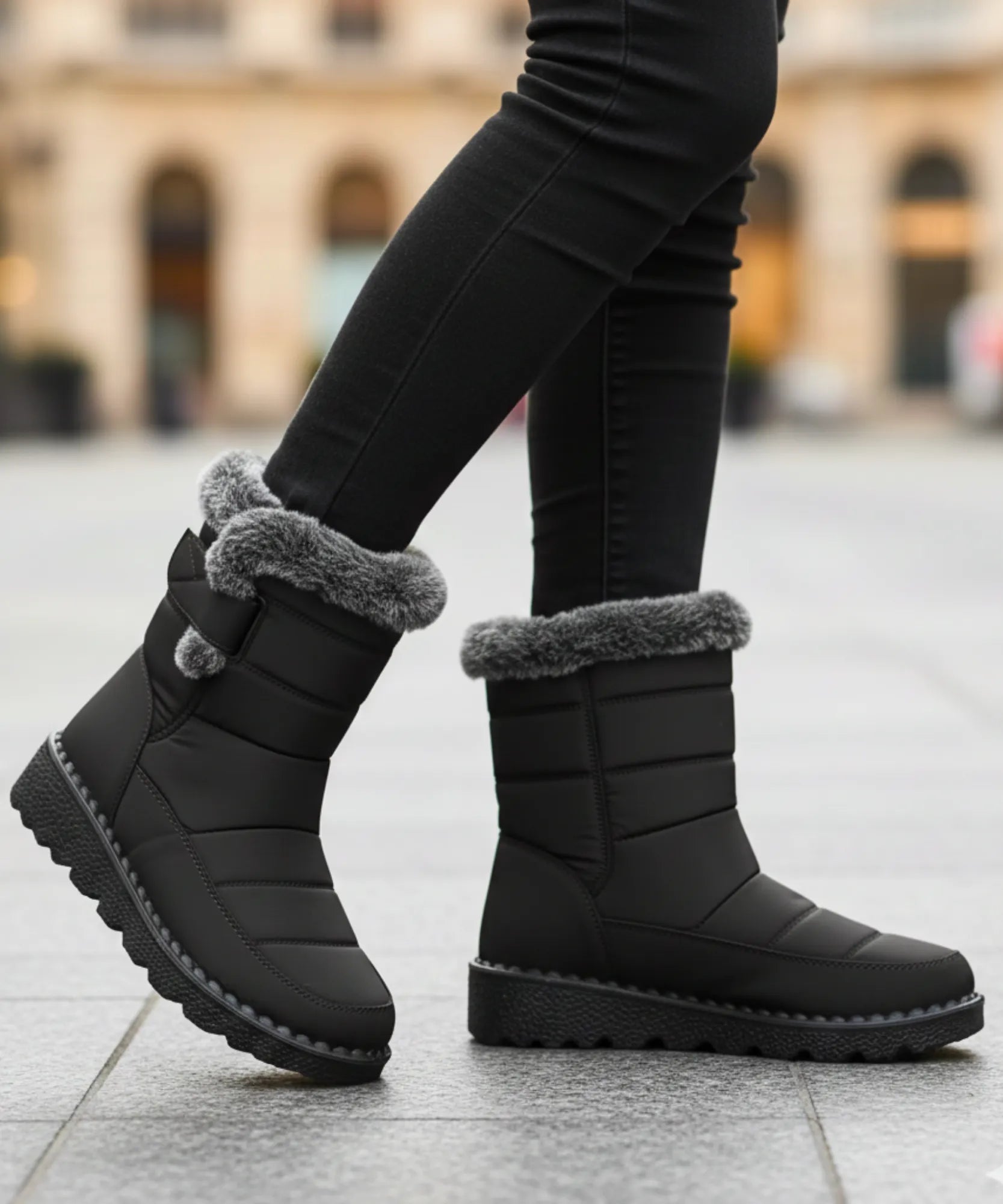 Comprar bota feminina térmica forrada impermeável com pelúcia interna e solado antiderrapante para inverno, chuva e conforto no frio ANELLIMN