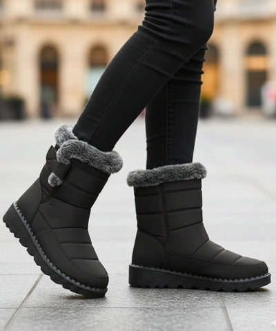 Comprar bota feminina térmica forrada impermeável com pelúcia interna e solado antiderrapante para inverno, chuva e conforto no frio ANELLIMN