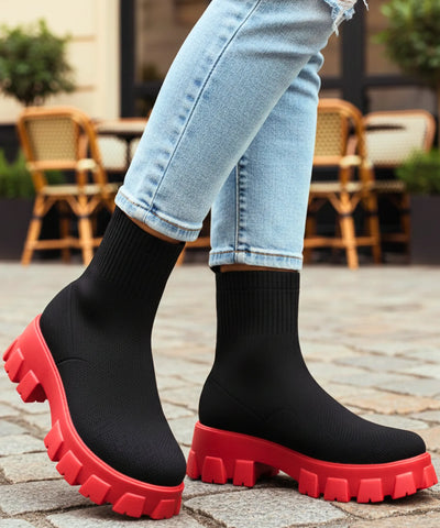 Comprar Bota feminina tratorada knit para inverno urbano com conforto térmico, cano médio elástico e solado antiderrapante promoção AREZZO
