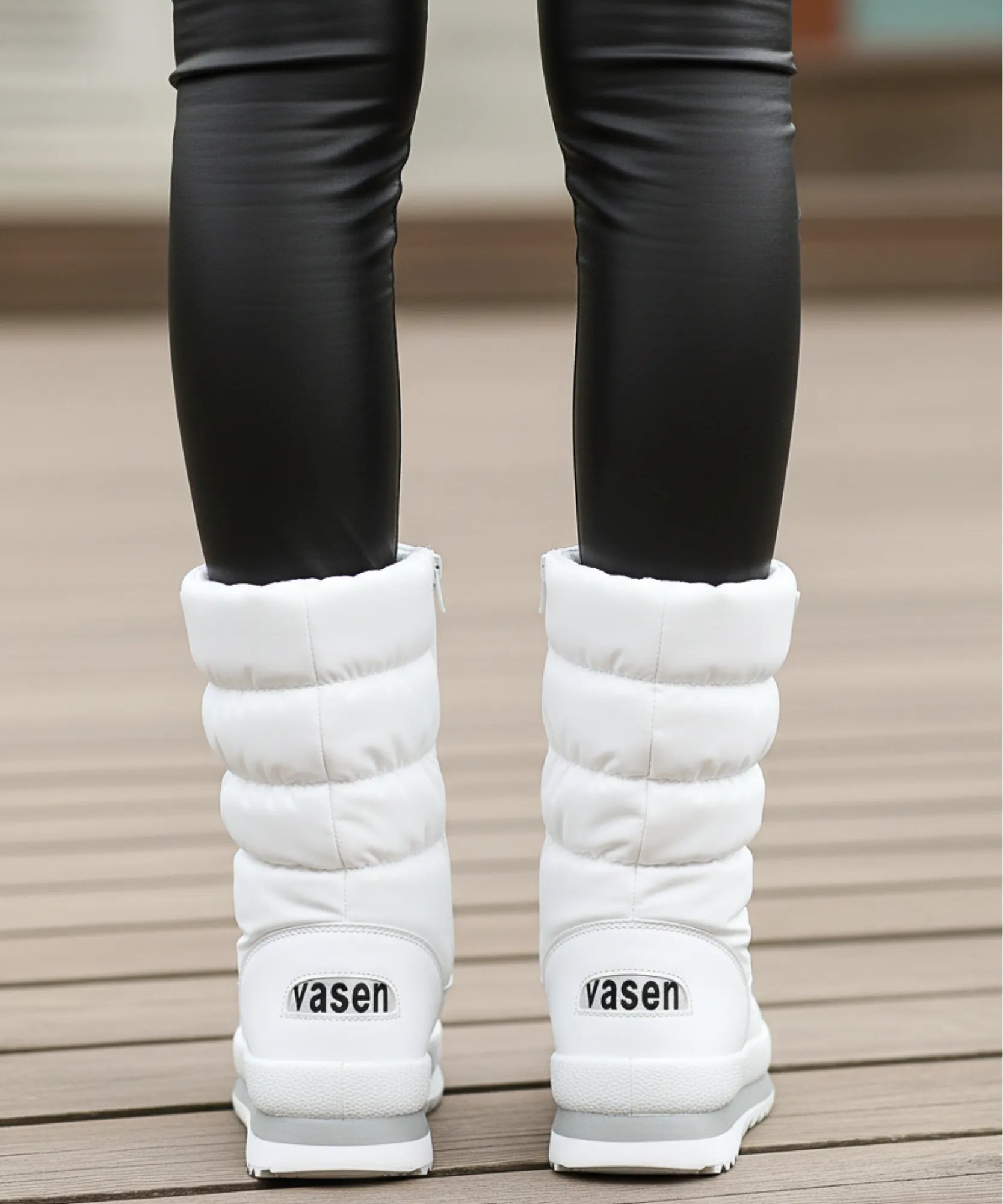 Comprar bota impermeável feminina térmica acolchoada forro pelúcia cano médio zíper lateral plataforma antiderrapante inverno promoção VIZZANO