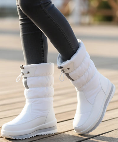 Comprar bota impermeável feminina térmica acolchoada forro pelúcia cano médio zíper lateral plataforma antiderrapante inverno promoção VIZZANO