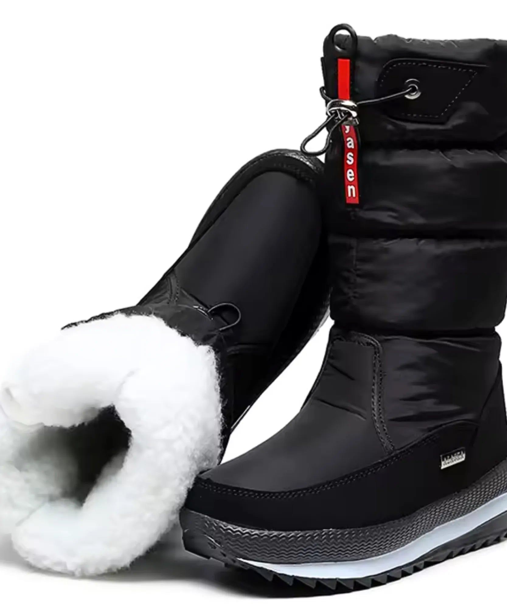Comprar bota impermeável feminina térmica acolchoada forro pelúcia cano médio zíper lateral plataforma antiderrapante inverno promoção VIZZANO