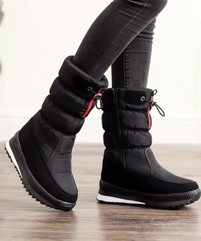 Comprar bota impermeável feminina térmica acolchoada forro pelúcia cano médio zíper lateral plataforma antiderrapante inverno promoção VIZZANO