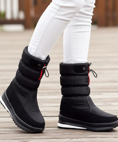 Comprar bota impermeável feminina térmica acolchoada forro pelúcia cano médio zíper lateral plataforma antiderrapante inverno promoção VIZZANO