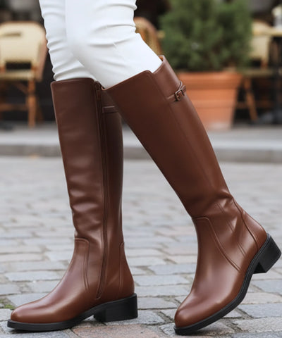 Comprar bota montaria feminina cano alto couro sintético salto bloco fivela decorativa zíper lateral barata AREZZO