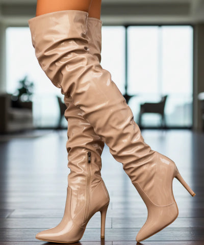 Bota Over the Knee Feminina Salto Fino Vinil | Barea
