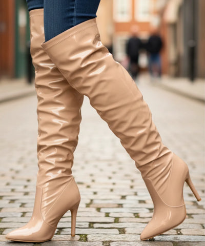 Bota Over the Knee Feminina Salto Fino Vinil | Barea