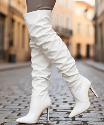 Bota Over the Knee Feminina Salto Fino Vinil | Barea