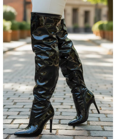 Bota Over the Knee Feminina Salto Fino Vinil | Barea