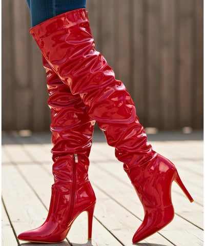 Bota Over the Knee Feminina Salto Fino Vinil | Barea