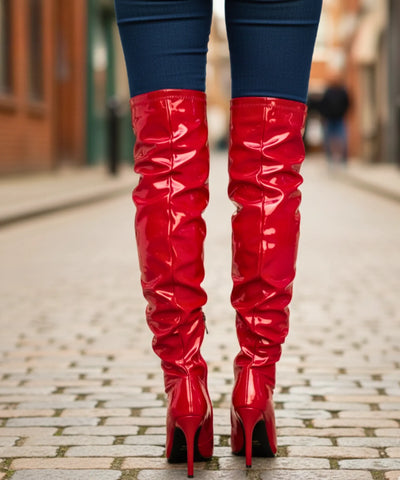 Bota Over the Knee Feminina Salto Fino Vinil | Barea