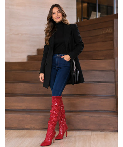 Bota Over the Knee Feminina Salto Fino Vinil | Barea