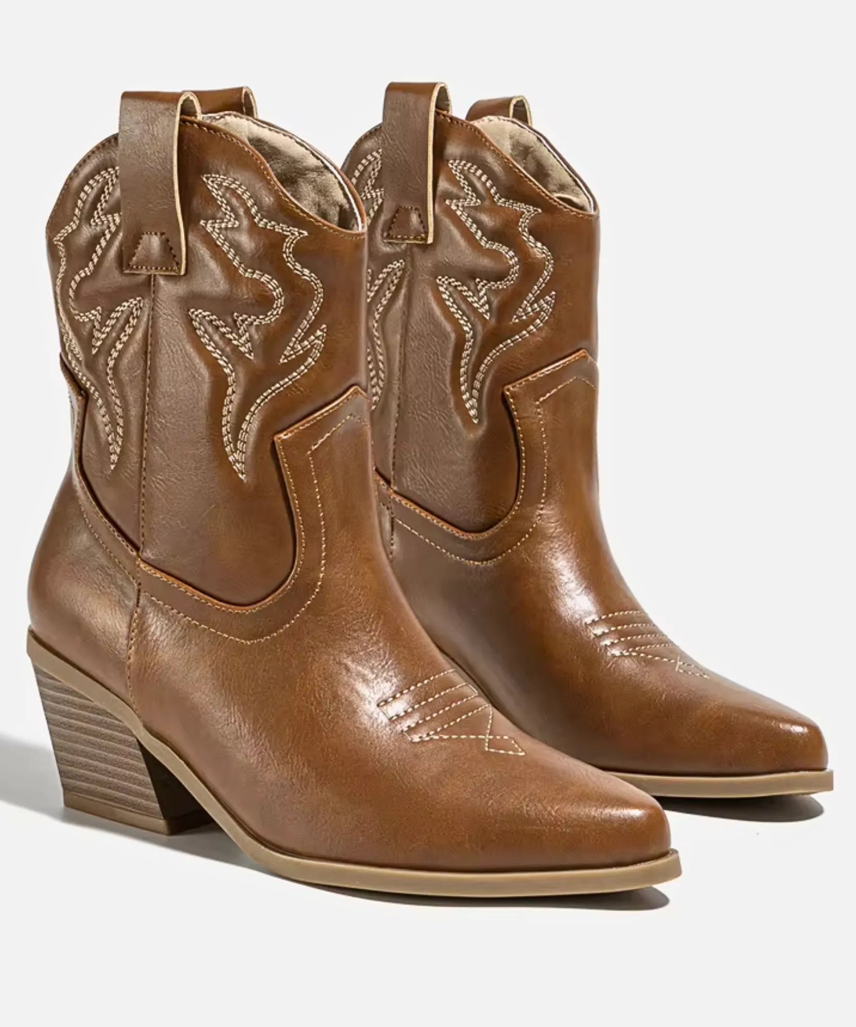 Comprar bota texana feminina cano curto com salto grosso confortável e bico fino em couro promoção VIZZANO