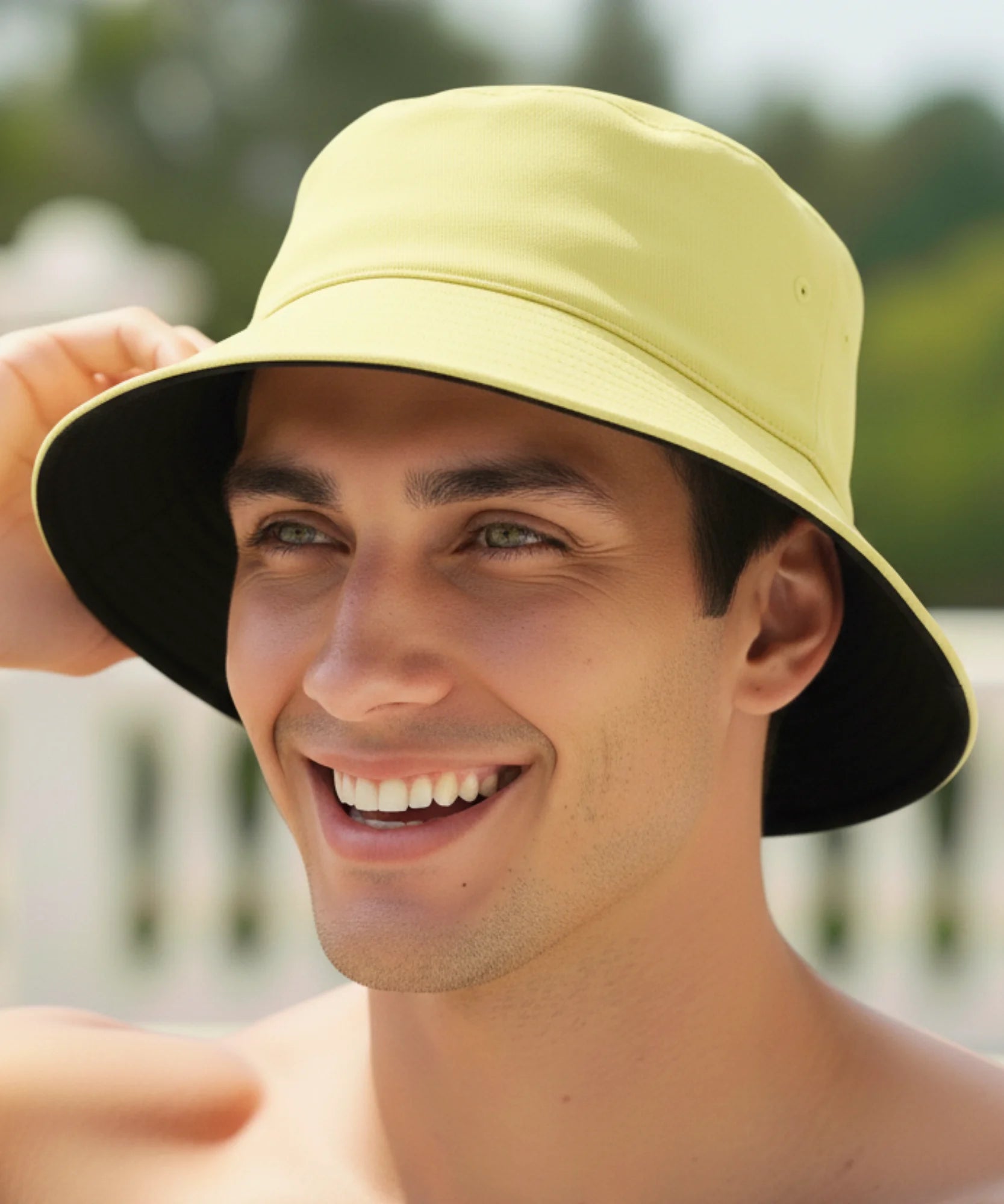 Comprar bucket chapeu dupla face algodão proteção solar unissex casual verão praia barato ou em promoção
