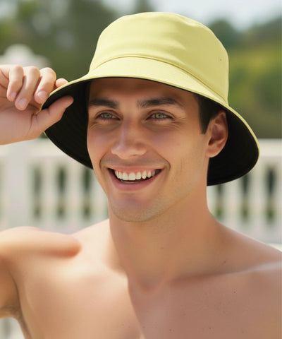 Comprar bucket chapeu dupla face algodão proteção solar unissex casual verão praia barato ou em promoção