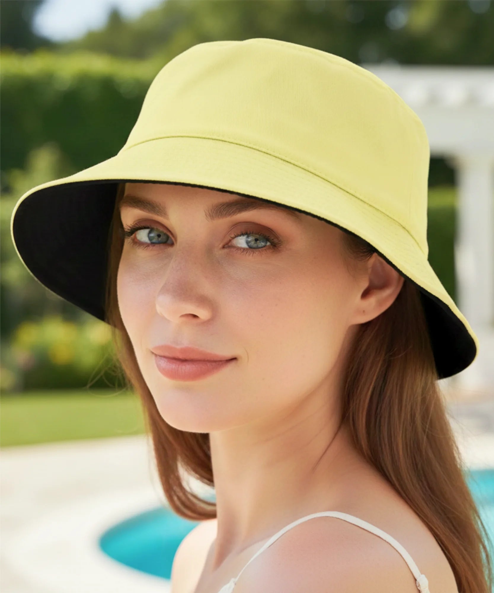 Comprar bucket chapeu dupla face algodão proteção solar unissex casual verão praia barato ou em promoção