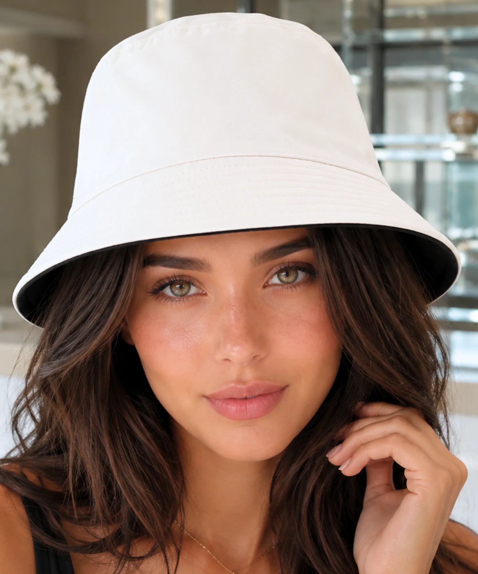 Comprar bucket chapeu dupla face algodão proteção solar unissex casual verão praia barato em promoção ANELLIMN