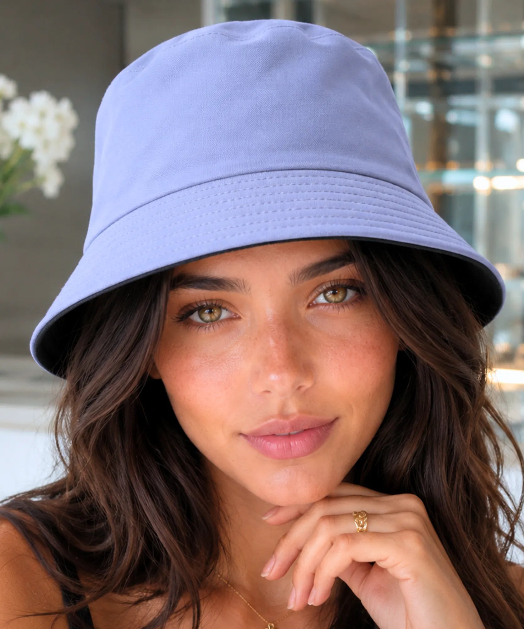 Comprar bucket chapeu dupla face algodão proteção solar unissex casual verão praia barato em promoção ANELLIMN