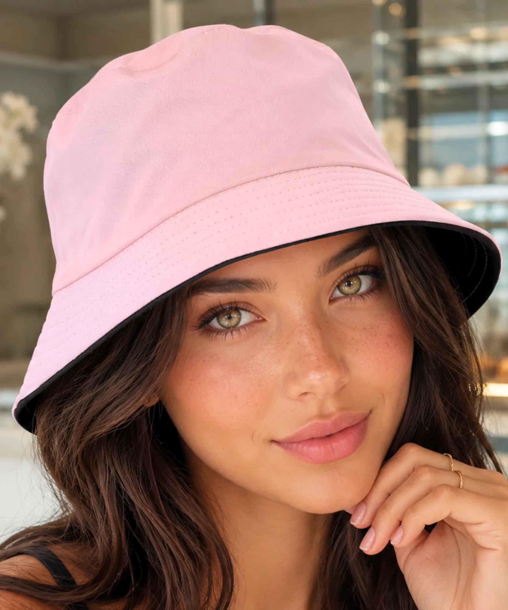 Comprar bucket chapeu dupla face algodão proteção solar unissex casual verão praia barato em promoção ANELLIMN