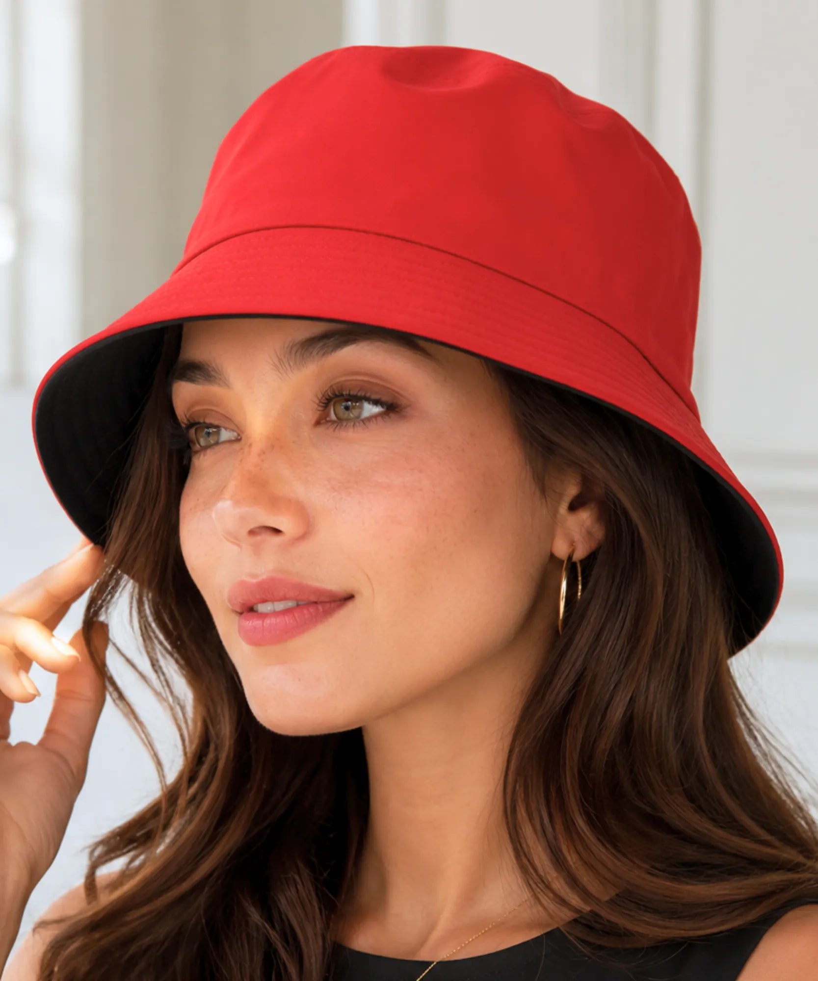 Comprar bucket chapeu dupla face algodão proteção solar unissex casual verão praia barato em promoção ANELLIMN