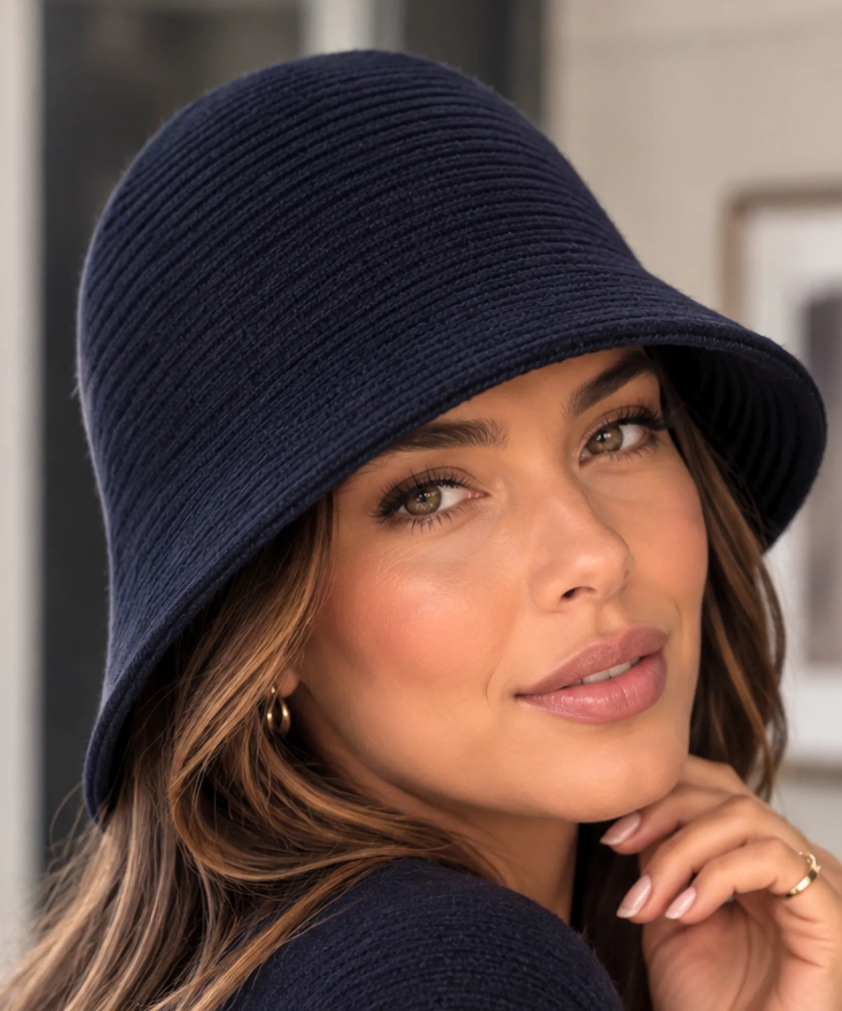 Comprar bucket chapéu tricotado lã formato sino cloche aba curta copa volumosa inverno barato e em promoção ANELLIMN