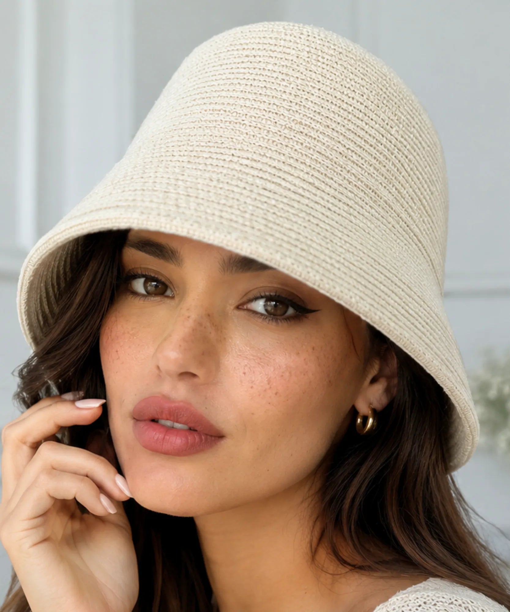 Comprar bucket chapéu tricotado lã formato sino cloche aba curta copa volumosa inverno barato e em promoção ANELLIMN