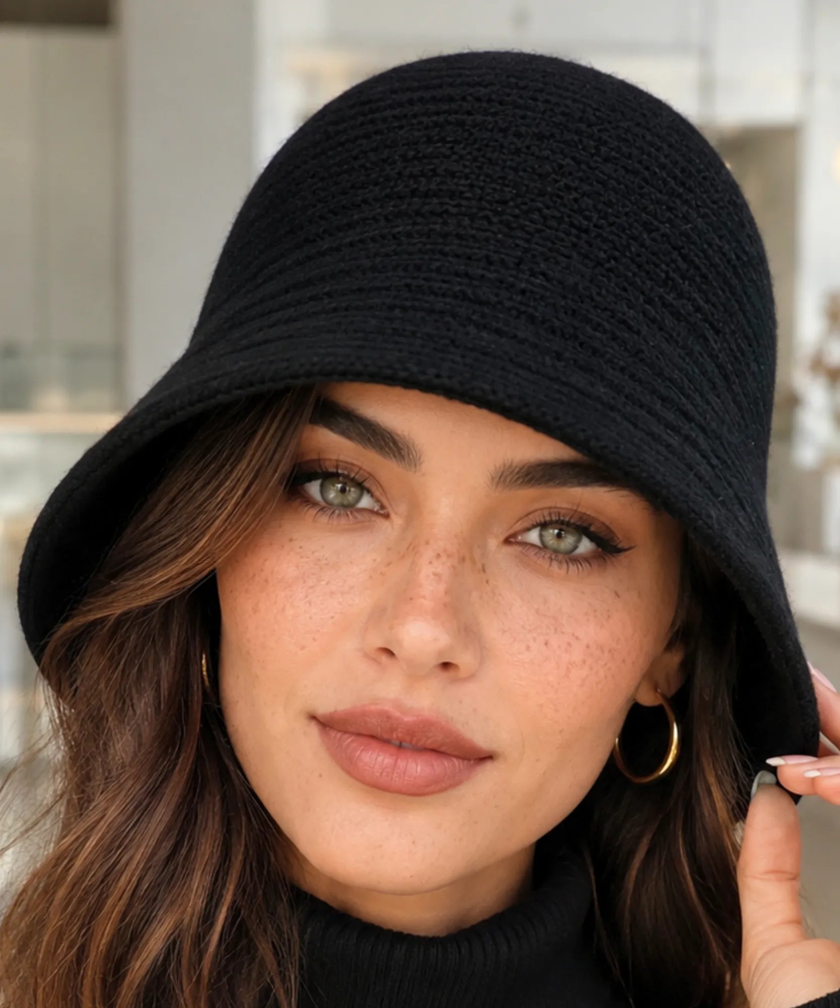 Comprar bucket chapéu tricotado lã formato sino cloche aba curta copa volumosa inverno barato e em promoção ANELLIMN