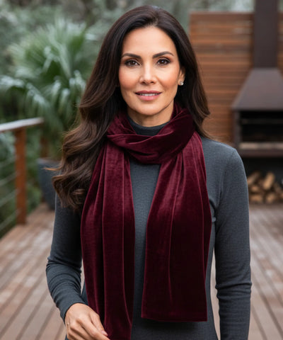 Comprar Cachecol Feminino de Veludo Vermelho para Festa e Inverno barato ANELLIMN