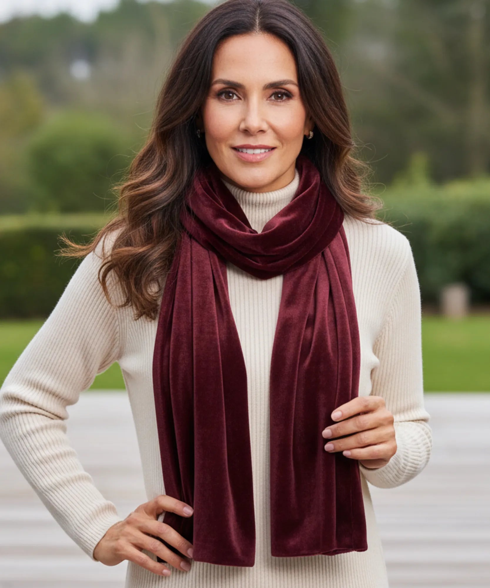 Comprar Cachecol Feminino de Veludo Vermelho para Festa e Inverno barato ANELLIMN
