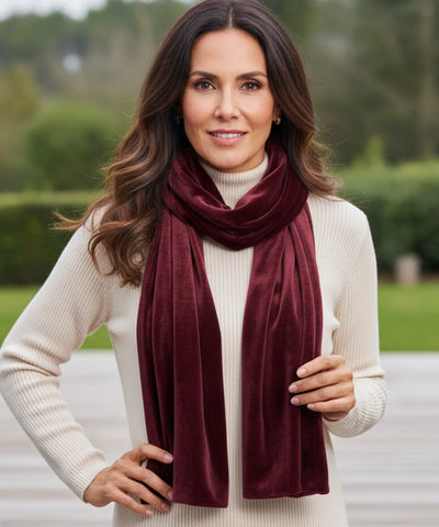 Comprar Cachecol Feminino de Veludo Vermelho para Festa e Inverno barato ANELLIMN