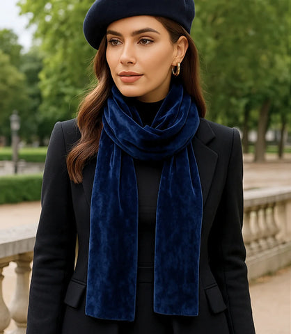 Comprar Cachecol Feminino de Veludo para Festa e Inverno barato Azul Marinho ANELLIMN
