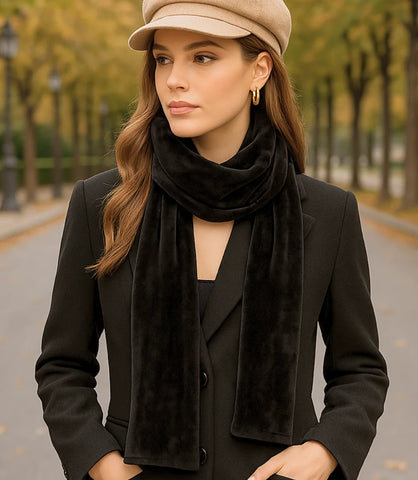 Comprar Cachecol Feminino de Veludo Preto para Festa e Inverno barato ANELLIMN
