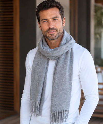 Comprar cachecol masculino de lã premium com franja fina e caimento elegante barato ANELLIMN