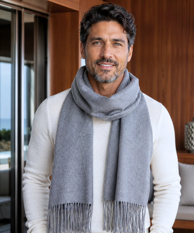 Comprar cachecol masculino de lã premium com franja fina e caimento elegante barato ANELLIMN