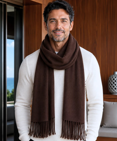 Comprar cachecol masculino de lã premium com franja fina e caimento elegante barato ANELLIMN