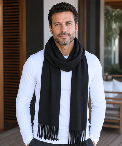 Comprar cachecol masculino de lã premium com franja fina e caimento elegante barato ANELLIMN
