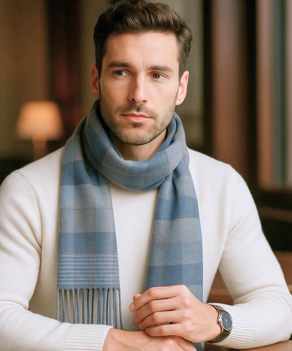 Comprar cachecol masculino de lã elegante com textura encorpada e corte moderno para looks de inverno e meia estação em promoção ANELLIMN
