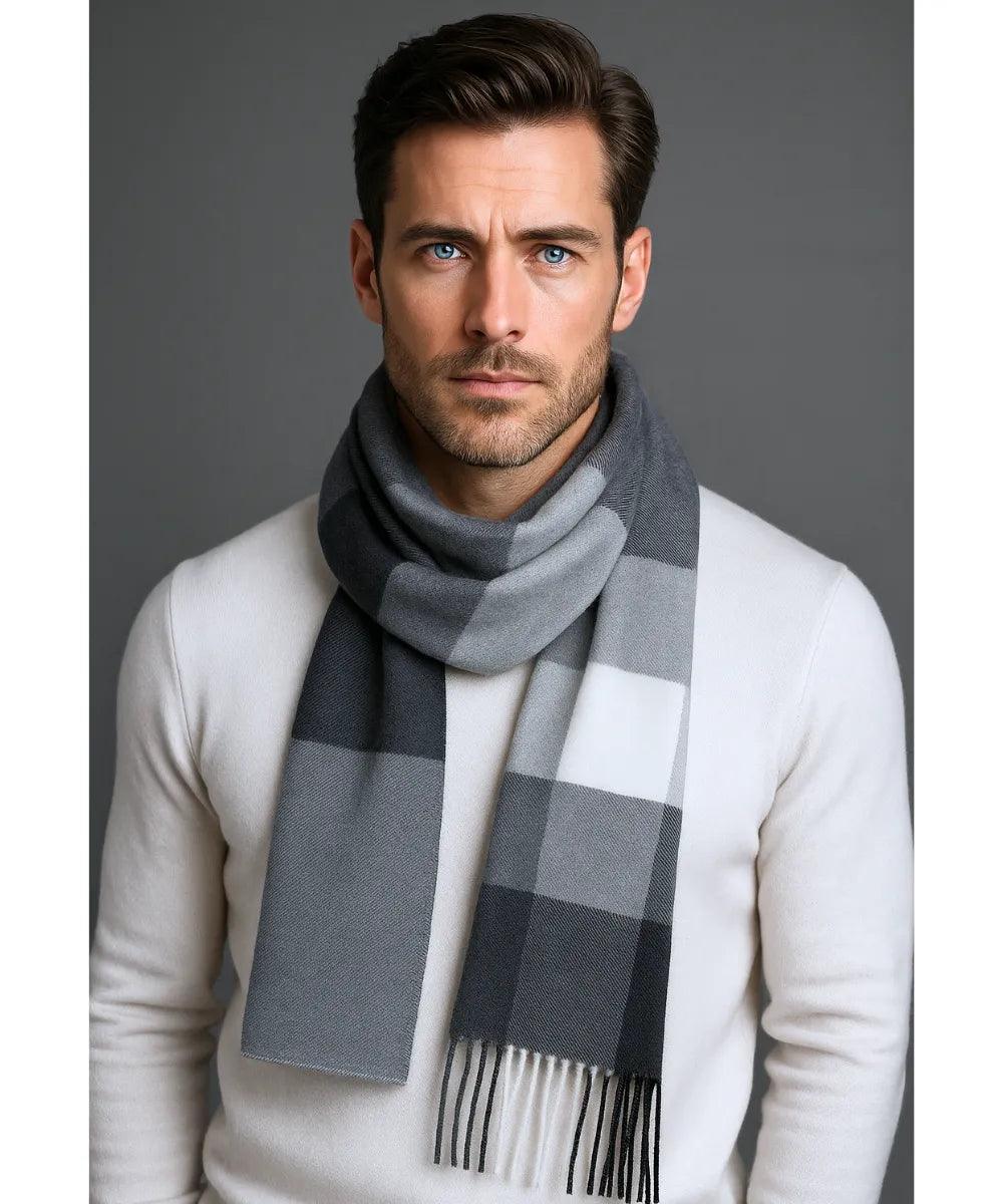Comprar cachecol masculino de lã elegante com textura encorpada e corte moderno para looks de inverno e meia estação em promoção ANELLIMN
