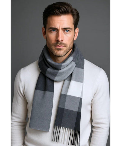 Comprar cachecol masculino de lã elegante com textura encorpada e corte moderno para looks de inverno e meia estação em promoção ANELLIMN
