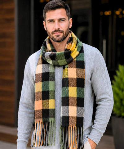 Comprar cachecol masculino de lã elegante com textura encorpada e corte moderno para looks de inverno e meia estação barato ANELLIMN 