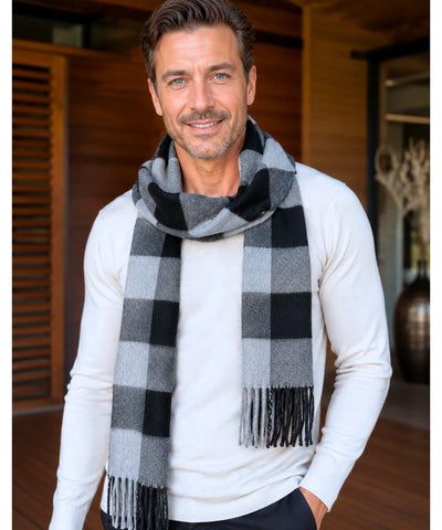 Comprar cachecol masculino de lã elegante com textura encorpada e corte moderno para looks de inverno e meia estação barato ANELLIMN 