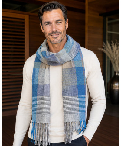 Comprar cachecol masculino de lã elegante com textura encorpada e corte moderno para looks de inverno e meia estação barato ANELLIMN 