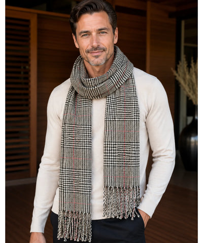 Comprar cachecol masculino de lã elegante com textura encorpada e corte moderno para looks de inverno e meia estação barato ANELLIMN 