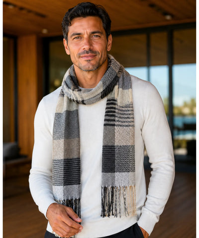 Comprar cachecol masculino de lã elegante com textura encorpada e corte moderno para looks de inverno e meia estação barato ANELLIMN 