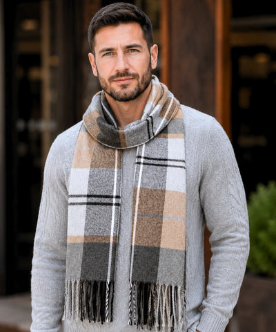 Comprar cachecol masculino de lã elegante com textura encorpada e corte moderno para looks de inverno e meia estação barato ANELLIMN 